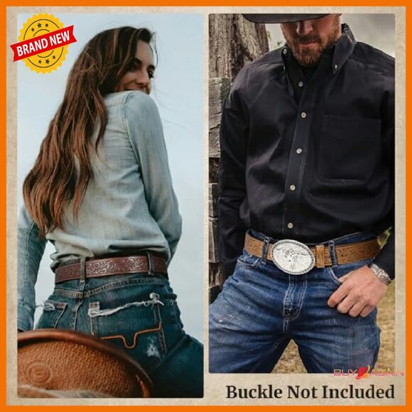 Accessories - 3 Pack Western Leather Belts Without Buckle Adjustable 1.5" Width